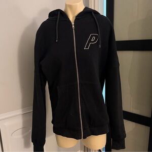 PALACE Black Zip Up Waffle Thick Sweater
